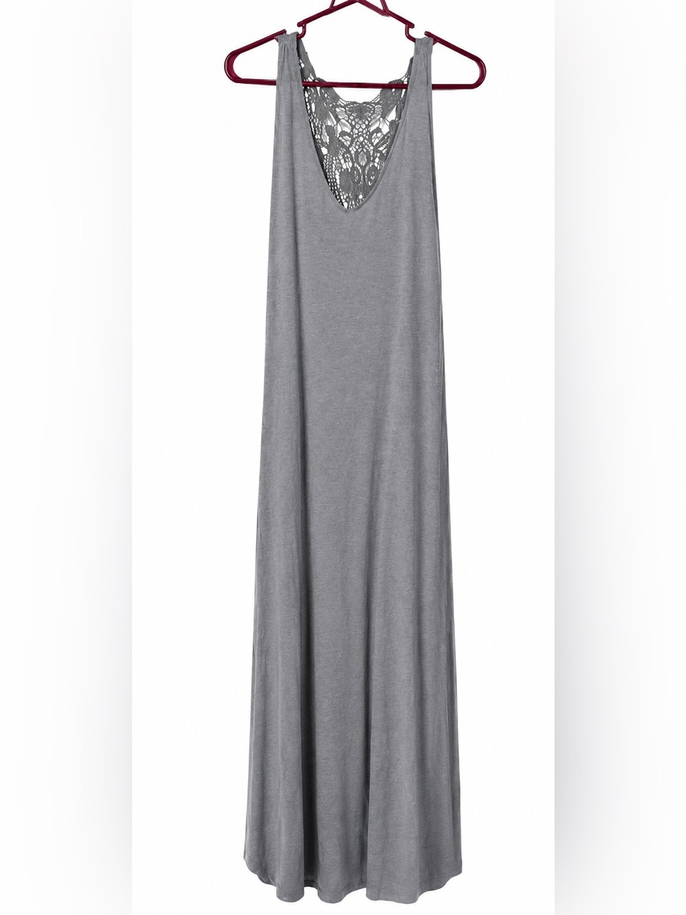 Grey Knit Cotton knit maxi dress
1X Side Pockets Slits on both sides to knee